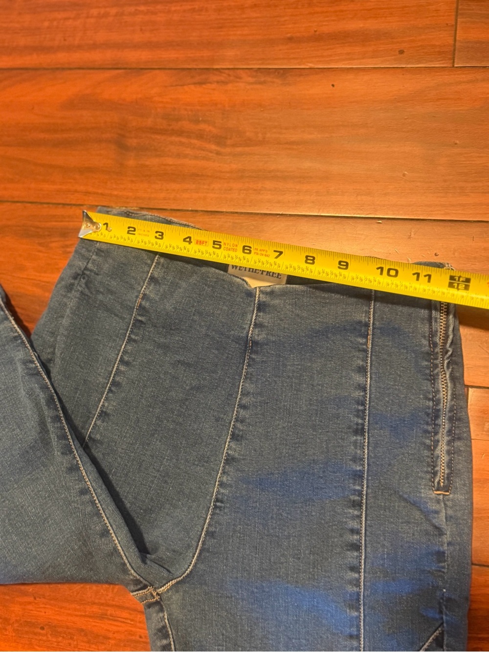 We The Free Mid Blue Paneled Skinny Jeans with Ankle Zips - Picture 6 of 8